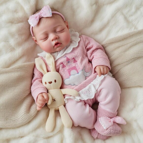 17-Inch Real Baby Feeling Realistic-Newborn Sweet Smile Sleeping Dolls - Picture 3 of 7